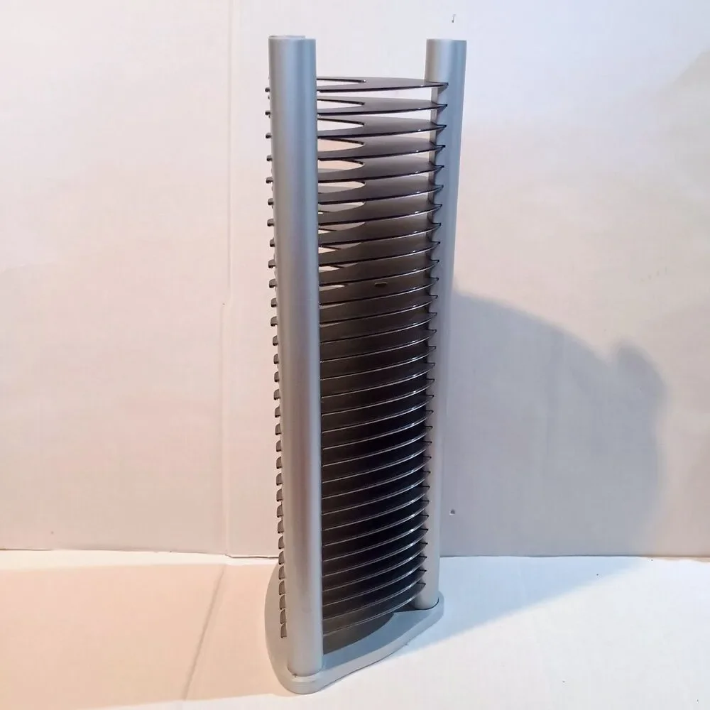 Vtg Atlantic Stackable CD Tower-30 Slots-Gray/Silver-2000-Plastic & Wood Comp